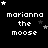Black background with white pixelated text 'marian na the moose' and varying star positions