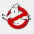A pixelated Ghostbusters logo with a red 'no' symbol over a white ghost, next to black text reading "who ya gonna call?" on a transparent background.
