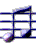 Four musical note icons on staves with varying colors and shading, displayed in a