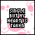 Pixelated text 'SINGLE BUT MY HEART IS TAKEN' on a white background with pink heart and cloud patterns, displayed in a of nine identical