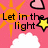 Pink background with orange suns, white clouds, pink hearts, and yellow stars; text reads "Let in the light," "Feel the breeze," and "Don't be under the weather.".