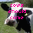 A cow's face with pink text reading 'cows should come in all colors even pink! :)' appears in a four