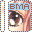 Pixelated icon with blue header displaying 'BMA' in brown block letters, featuring a close-up of eyes and light brown hair against a checkered border.