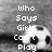 Pixelated grayscale image with white text reading 'Who Says Girls Can't Play' over a blurred background featuring a partial cartoon character.