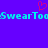 Pixelated cyan text 'SwearTooSwearToo' on purple background with red heart symbol above text.