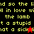 Pixelated text in yellow on black and red backgrounds with two small red and black figures, one in the center and one at the bottom.
