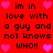 Red background with black text repeating 'im in love with a guy and not knows WHO!!' surrounded by pink hearts, static image with no animation.