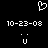 Pixelated white heart symbol above two identical date strings and a stylized 'U' with dots, all on black background.
