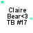 identical text-based icons with 'Claire Bear<3 TB #17' and green star animations, one icon partially obscured by a gray rectangle