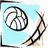 A light blue square icon with a white volleyball graphic and black outline, positioned next to text reading Volleyball Freak 4 on a white background.