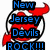 A pixelated icon with a red devil 'N' logo inside a black circle on white background, featuring blue text reading "New Jersey Devils ROCK!!!" in stacked blocks.