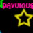 Yellow star outline with pink text 'PAVLOUS' repeated across a black background, showing pixelated animation effects.