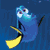 Four 50x50 pixel frames of a blue fish character with yellow fins and black stripes, arranged in a 2x2 contact sheet showing sequential expressions and poses against dark blue backgrounds.