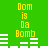 Green background with yellow text "Dom is Da Bomb" and white horizontal bars arranged in two , each showing different bar patterns