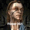 identical character portraits with visible text labels, each showing a figure with long brown hair and blue clothing against a dark patterned background