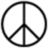 Black and white peace symbol icon with pixelated text reading 'Lara Love Child' on the right side.