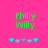 Green text 'Philly Willy' on bright pink background with cyan and gray star-like shapes below.