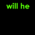 Green and pink pixelated text on black background with a large green question mark, partially cropped gray rectangle.
