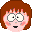 Pixelated cartoon head with brown hair and pink cheeks showing four distinct mouth expressions in a