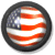 Animated contact sheet of seven circular American flag icons with black borders, each showing a different frame of the waving flag animation.