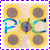 Animated contact sheet of a 50x50 pixel AIM buddy icon showing sequential frames with sunflower motifs and text animation.