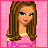 Pixel art contact sheet of a female character with long brown hair in pink polka-dot dress, displayed across three frames showing subtle pose and expression variations against pink checkered background.