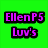 Green background with purple text "EllenP5 Luv's" above a pixelated image of a woman with brown hair and a beige top, with cyan text "Emma Watson &" overlaid.
