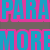 Pixelated text in cyan and magenta colors with a brown horizontal bar across the middle.