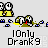 Pixelated character with yellow shirt and blue pants, holding a green object, with speech bubbles and text below.