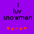Purple background with black text 'l luv snowmen' and five orange/pink pixelated stars below, where the third star changes from pink to orange between frames.