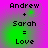 Four identical display 'Andrew + Sarah = Love' text over a purple-to-green gradient background with pixelated font