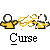 Pixelated static icon showing two yellow stick figures with white heads connected by a golden chain, below which is the word "Curse" in pixelated text.
