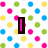 Pixelated text reads 'I LOVE TO Dance!' over a white background with multicolored polka dots in pink, yellow, green, and blue.