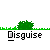 Pixelated green bush with red base on gray background, labeled 'Disguise' beneath each instance in three of four