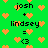 Green background with orange pixel hearts and black text reading 'josh + lindsey = <3' repeated twice in a pattern
