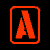 nine distinct pixelated icons with orange and white lettering on black backgrounds, some featuring a small gray rectangle in the bottom-right corner