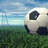 Pixelated soccer ball on grass field with goal net under blue sky, paired with blue text on pink background reading "soccer = love" and "early #18 predators wcusc".