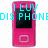 Pixelated pink device with black screen displaying cyan text 'I LUV DIS PHONE' over white background with scattered light blue pixels.