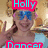 A person with blue sunglasses and a light blue top makes a peace sign, surrounded by colorful text overlays in various positions.