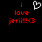 Red pixelated text 'i love jerii!!!<3' with a white heart symbol above the left side of the text on black background.