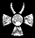 Pixelated grayscale icon of a figure with bunny ears and bow tie, showing three sequential animation frames where the head turns left to right while body remains static.