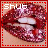 Animated sequence of red glitter lips with white teeth, displaying text fragments 'shut', 'up', 'and', 'kiss', 'me' across six