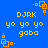 Blue background with yellow text and orange pixel art elements arranged in a pattern