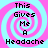 Four identical pixelated display a pink and cyan spiral background with black text reading "This Gives Me A Headache" in each