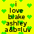 Yellow background with green pixel hearts and black text reading 'i love blake ashley a&b=luv' in two vertical