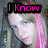 A four- shows a person with pink-streaked hair and blue eyes, with text overlays changing . The person's head position shifts slightly between . The background is blurred greenery. The text overlays read "I Know" (top-left), "I'm A" (top-right), and "DEMON" (bottom-left)