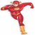 A 2x2 contact sheet of a Flash-themed animated icon showing four distinct frames: the character in motion, a logo with text, and bold yellow text on red background.
