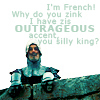 Pixelated image of a person in blue armor leaning on a stone structure with light green text above.