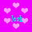 Pixelated pink hearts float on a bright magenta background with cyan text reading 'leab' in four positions.