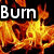 A pixelated image with fiery orange and yellow flames on the left, a grayscale figure holding fire on the right, and bold white text reading "Burn It Down" across all sections.
